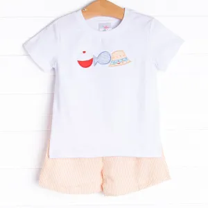 Sunday Sport Applique Short Set, Orange