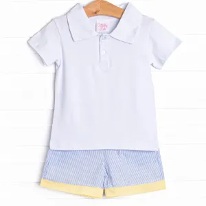 Sunshine Stripes Short Set, Blue