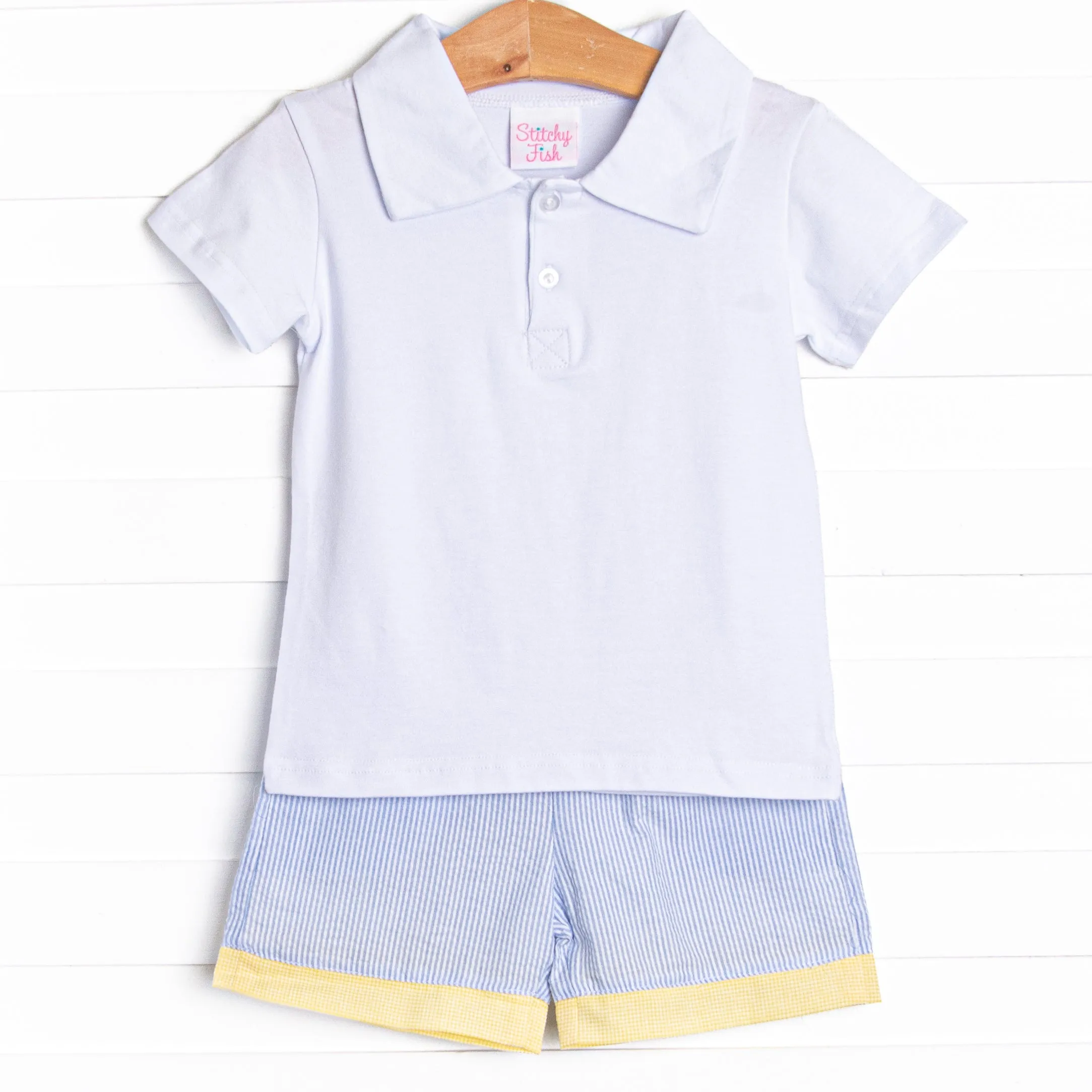 Sunshine Stripes Short Set, Blue