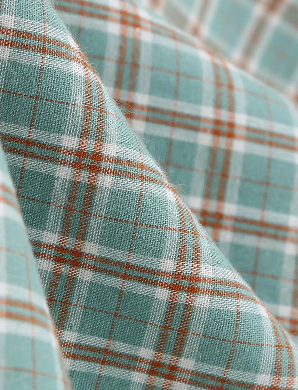 Sweat V Neck Plaid 1950S Vintage Swing Dress