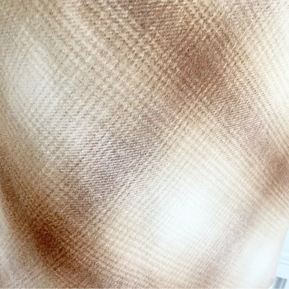 Tahari Tan Brown Cream Plaid Skirt Suede &amp; Buckle Details