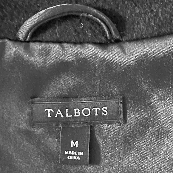 Talbots Wool Blend Buffalo Plaid Long Vest in Black,  White and Gray
