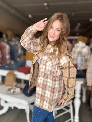 Taupe Multi Plaid Shacket