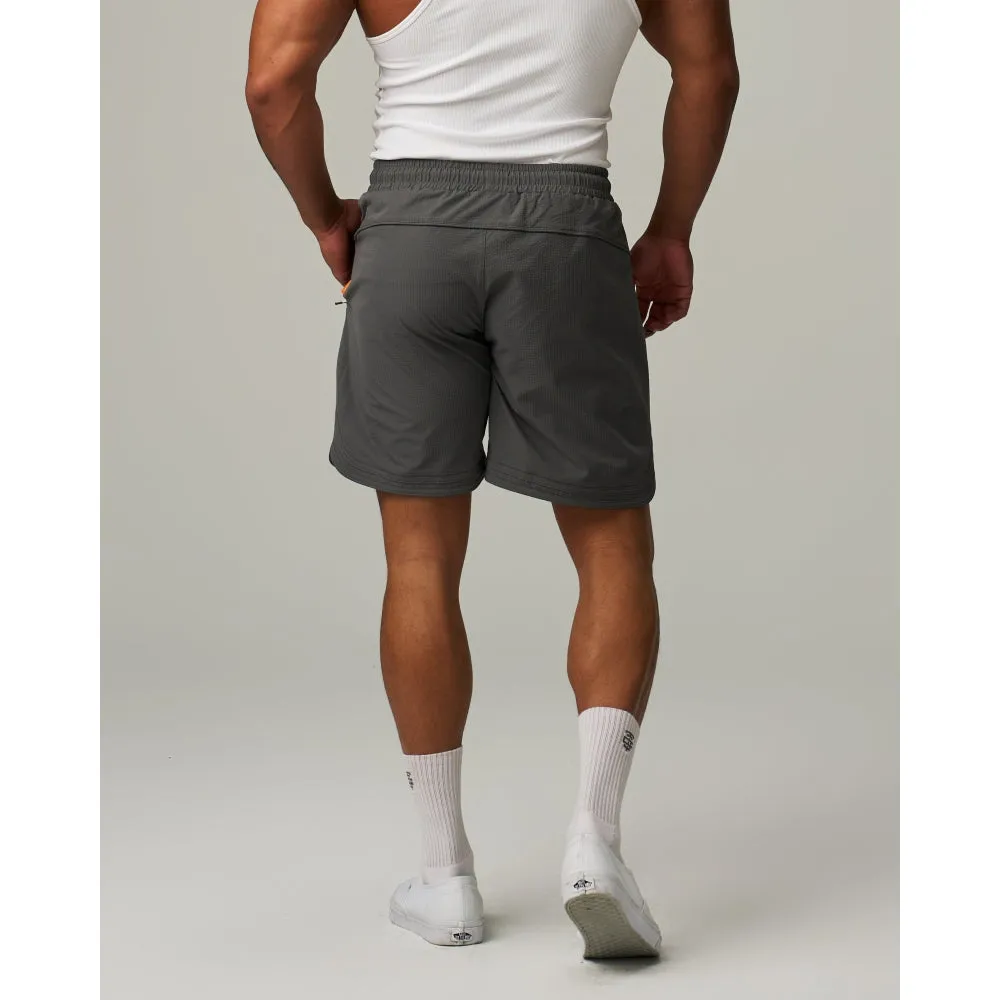 TEAMJOINED BADGE SIDE SLIT STRETCH SHORTS-DARK GREY