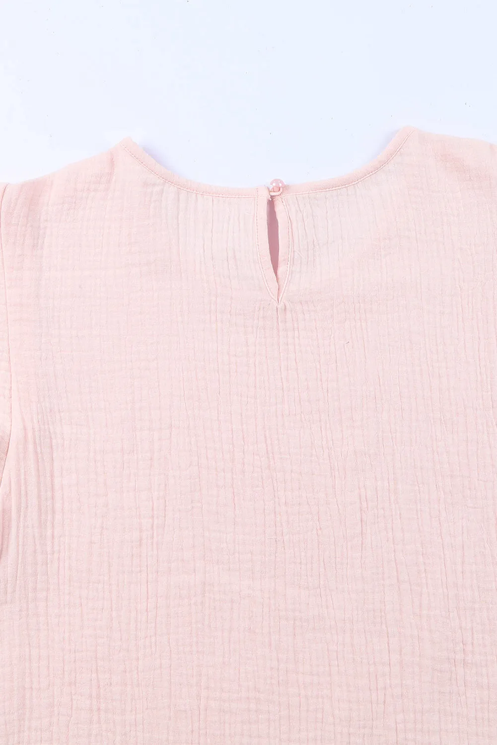 Textured Tiered Ruffled Short Sleeve Blouse