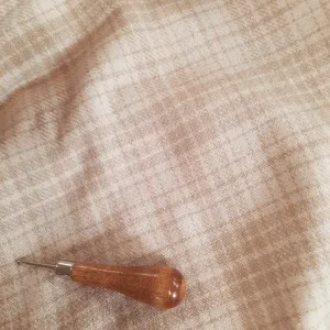 Textured Wool Fabric "Tan and Cream Plaid"