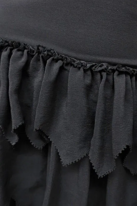 The Great Mini Skirt Charcoal Tiered Ruffled Silk Size 0