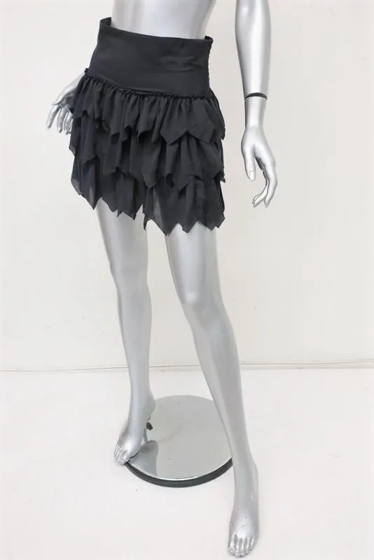 The Great Mini Skirt Charcoal Tiered Ruffled Silk Size 0