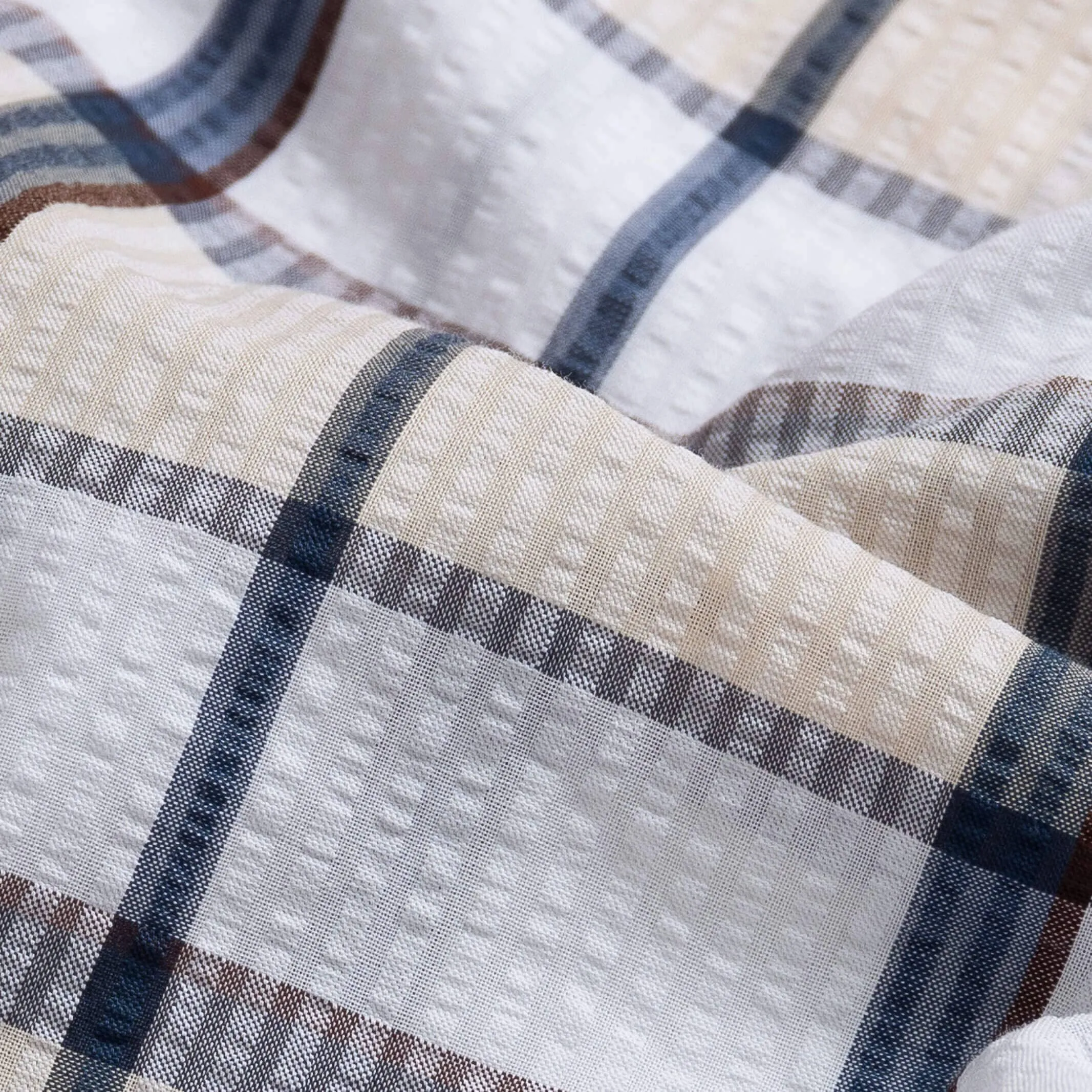 The Navy Blue Hattaway Plaid Seersucker Custom Shirt