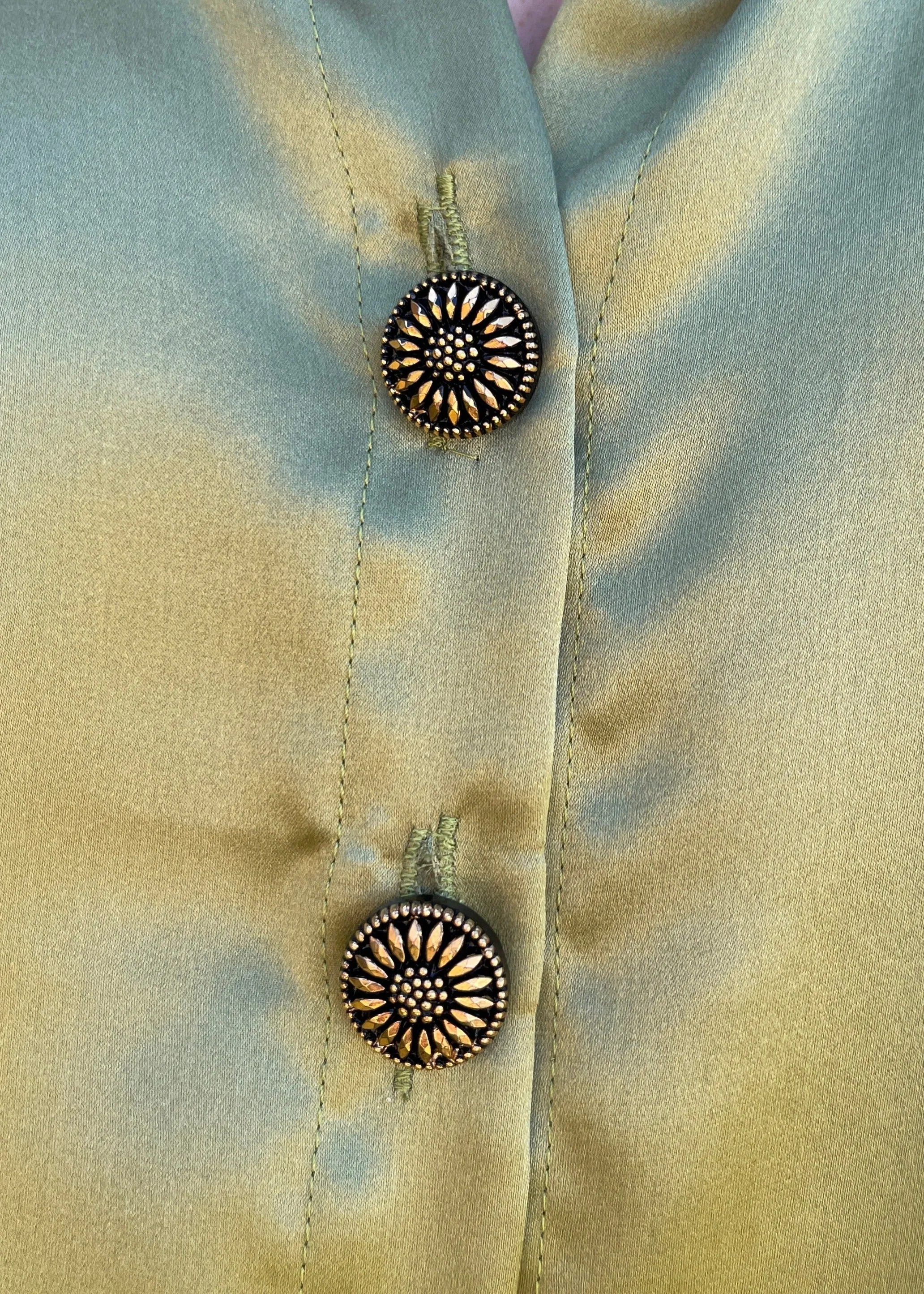 The Odette Blouse in Chartreuse Charmeuse Silk