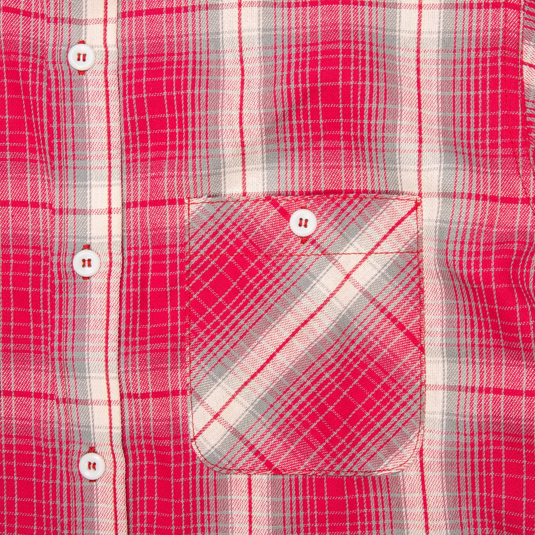 The Real McCoy's 8HU Ombre Check Summer Flannel Shirt Pink