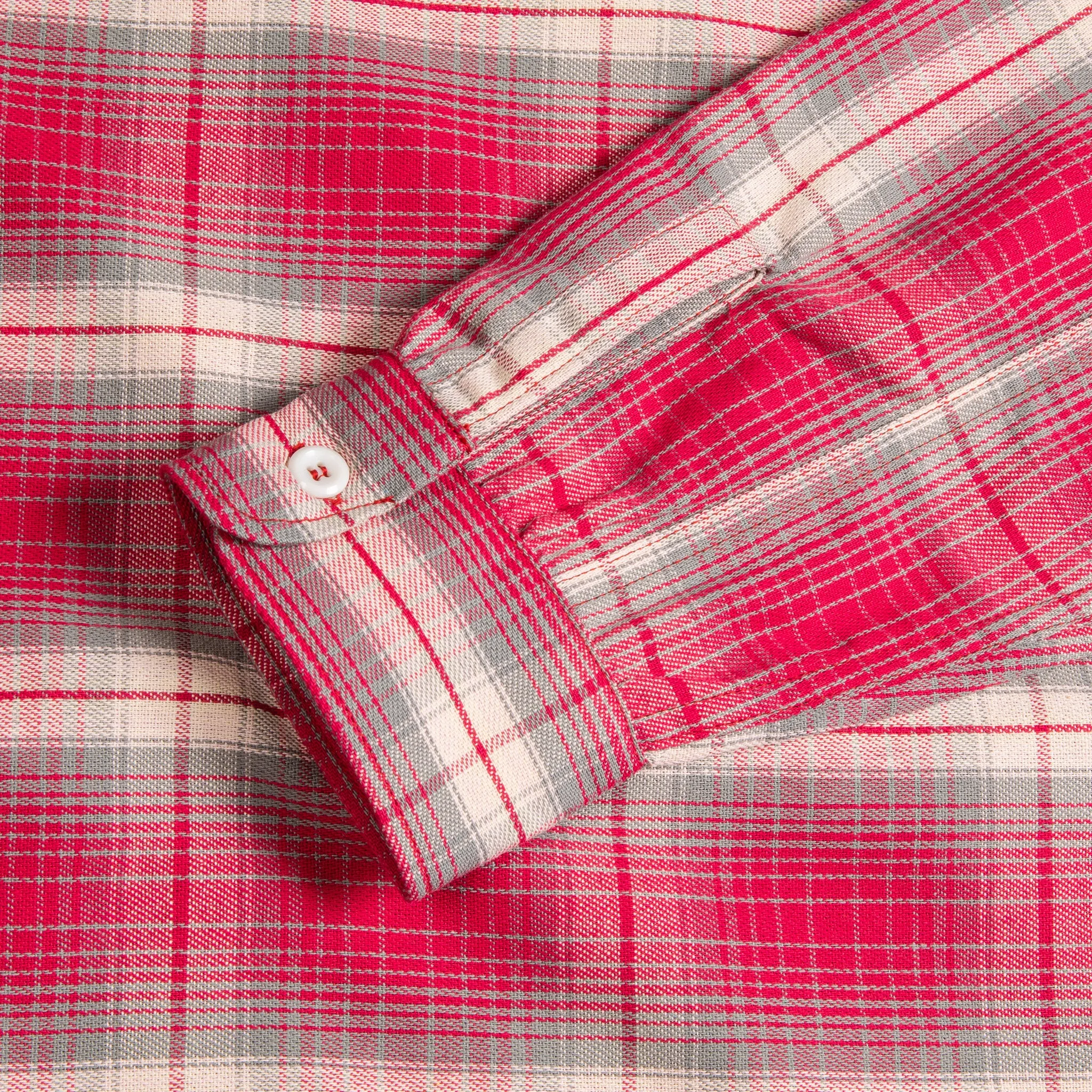 The Real McCoy's 8HU Ombre Check Summer Flannel Shirt Pink