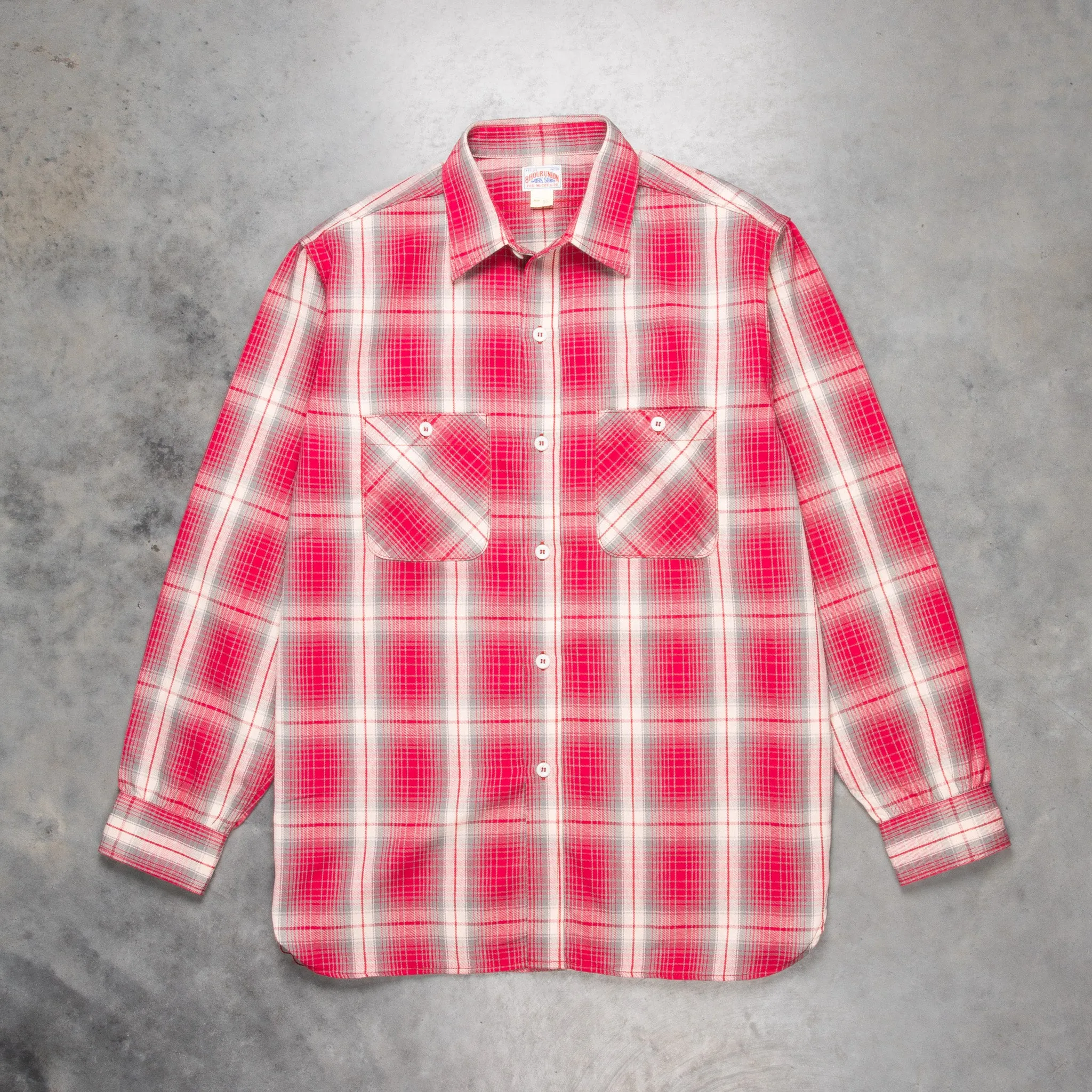 The Real McCoy's 8HU Ombre Check Summer Flannel Shirt Pink