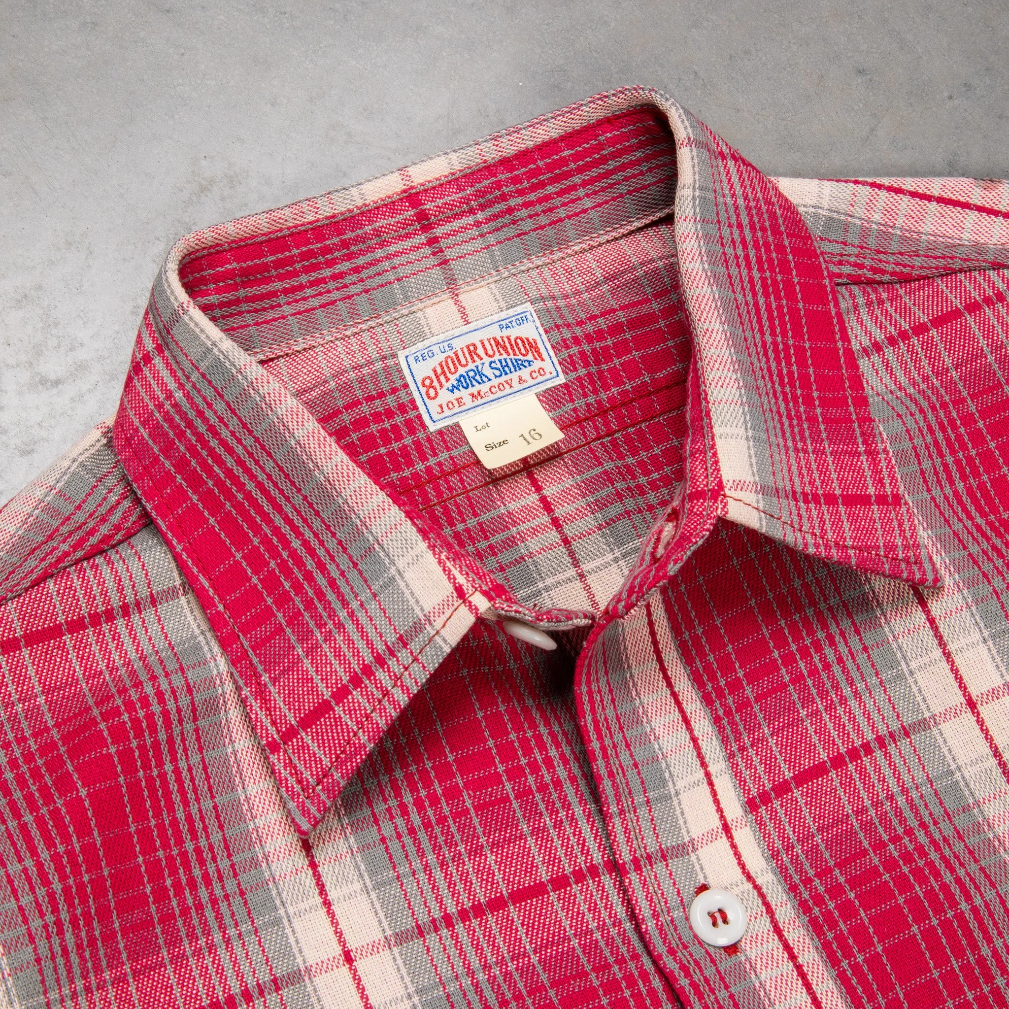 The Real McCoy's 8HU Ombre Check Summer Flannel Shirt Pink