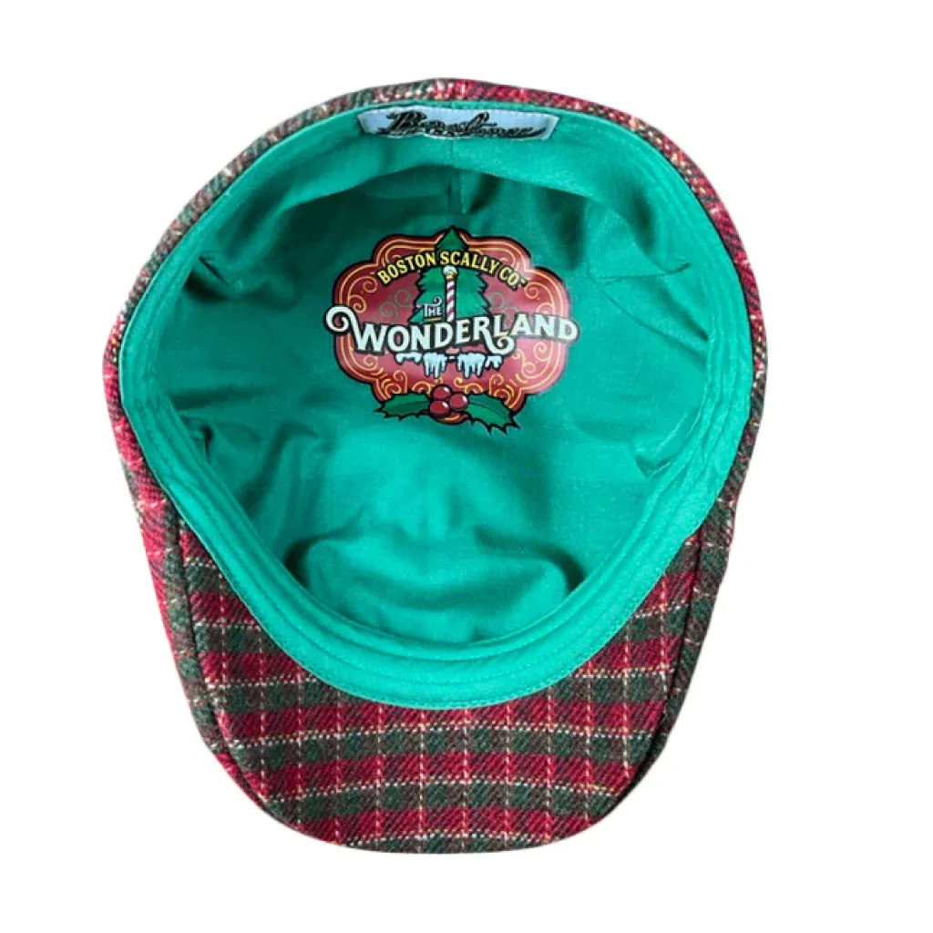The Wonderland Boston Scally Cap - Red & Green Plaid