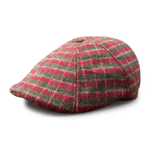 The Wonderland Boston Scally Cap - Red & Green Plaid