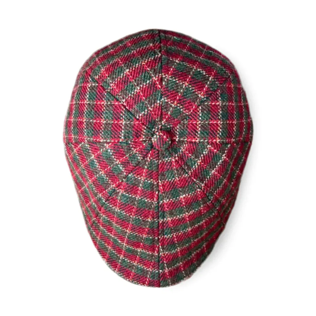 The Wonderland Boston Scally Cap - Red & Green Plaid