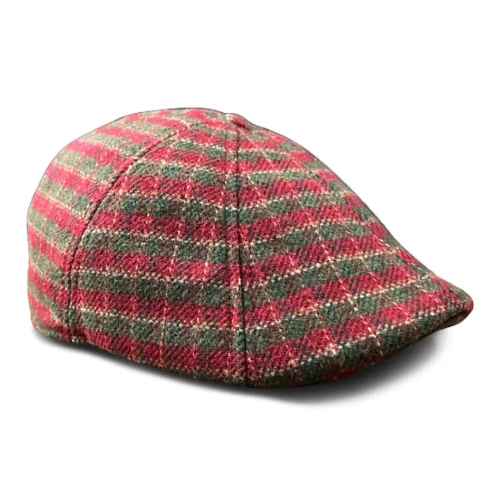 The Wonderland Boston Scally Cap - Red & Green Plaid
