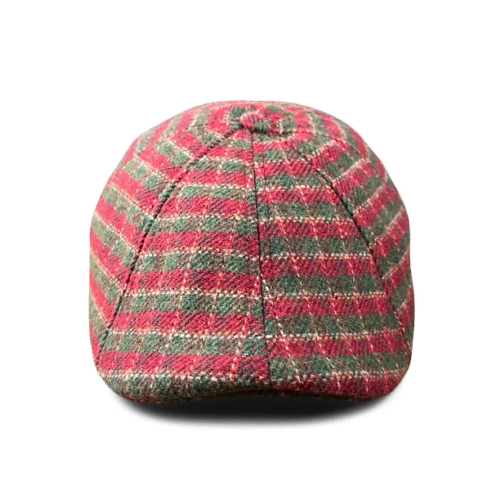 The Wonderland Boston Scally Cap - Red & Green Plaid