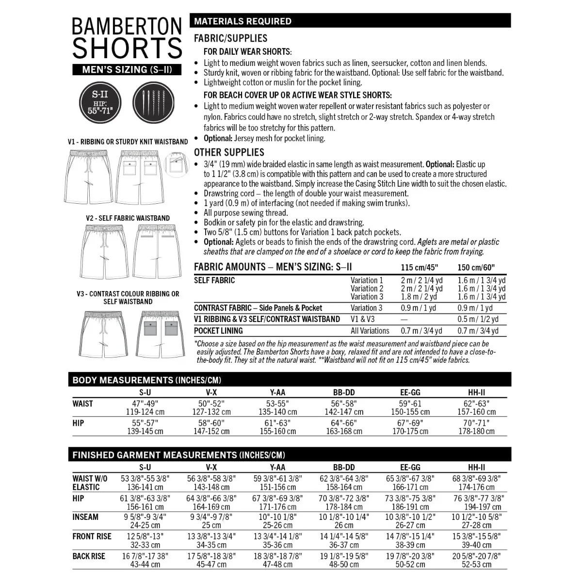 Thread Theory Bamberton Shorts Men Sewing Pattern PDF