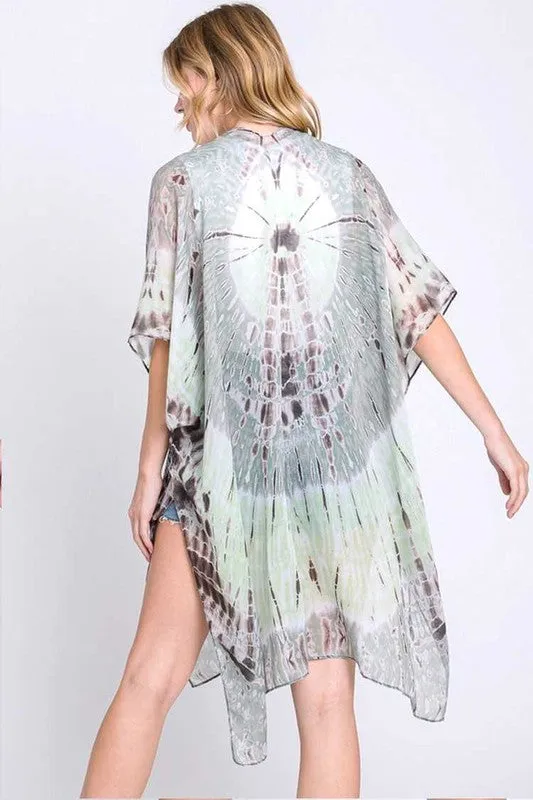 Tie Dye Printed Kimono Cardigan