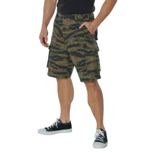 Tiger Stripe Camouflage - Tactical Vintage Paratrooper BDU Cargo Shorts - Poly Cotton - Zipper Fly
