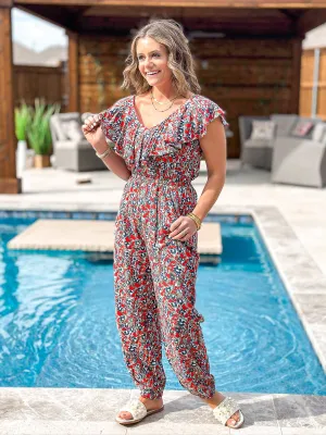 Time to Travel Floral Jumpsuit
