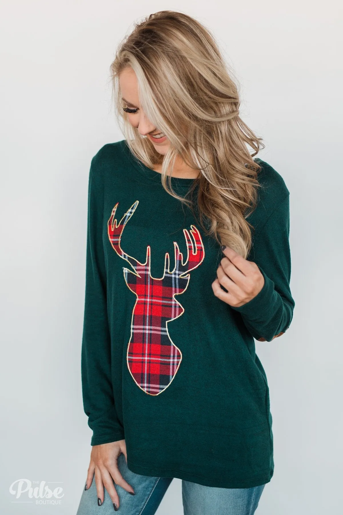 'Tis the Season Deer Print Long Sleeve Top