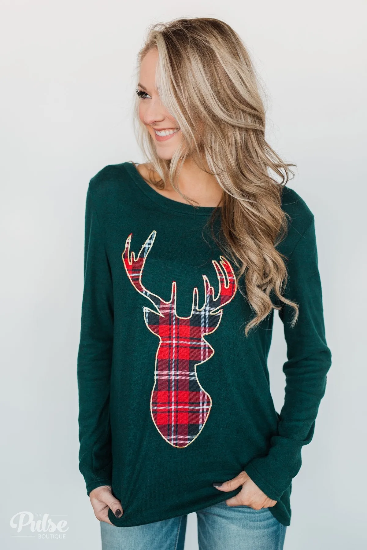 'Tis the Season Deer Print Long Sleeve Top