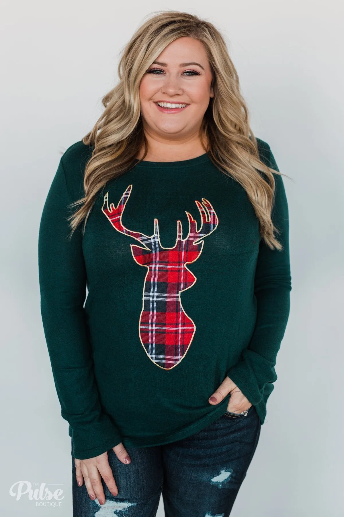 'Tis the Season Deer Print Long Sleeve Top