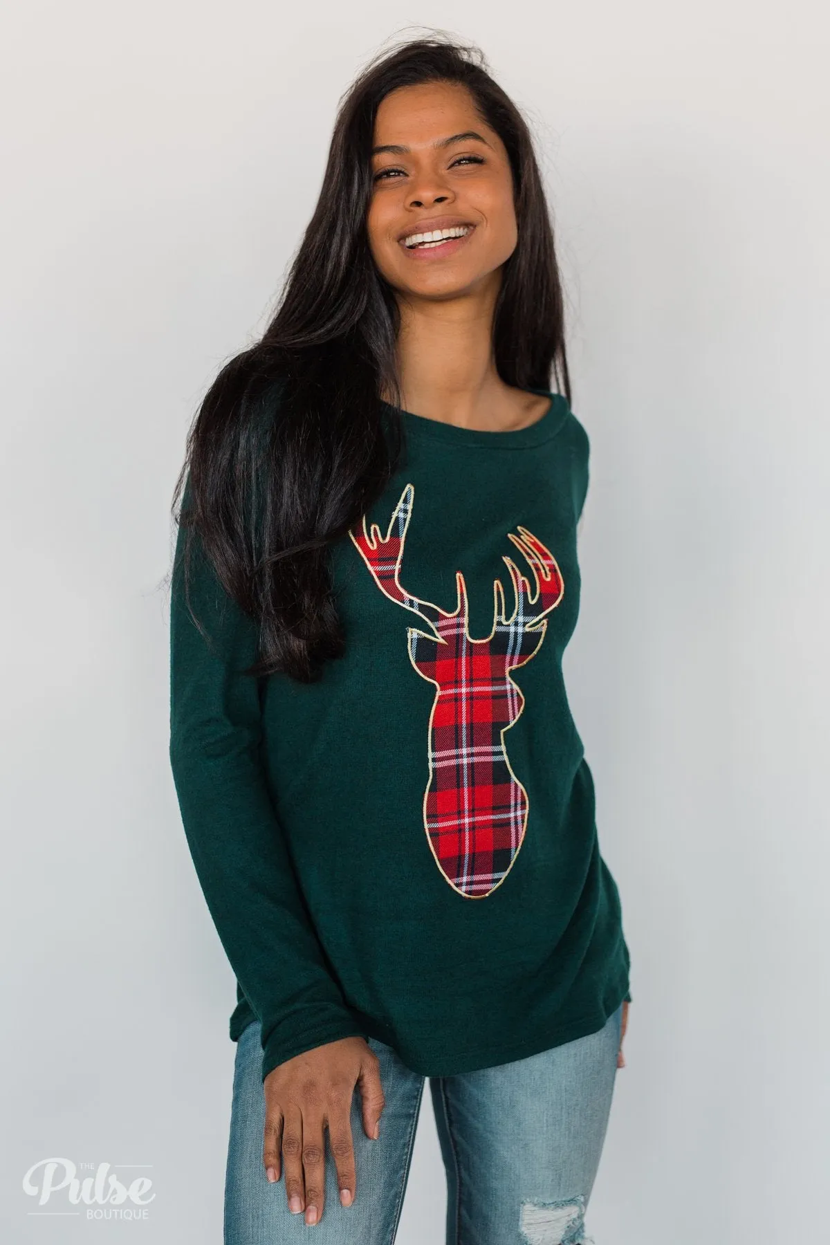 'Tis the Season Deer Print Long Sleeve Top
