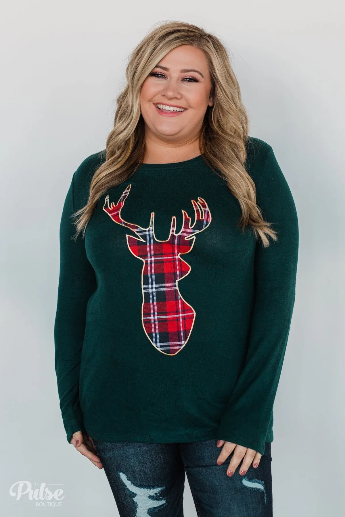 'Tis the Season Deer Print Long Sleeve Top