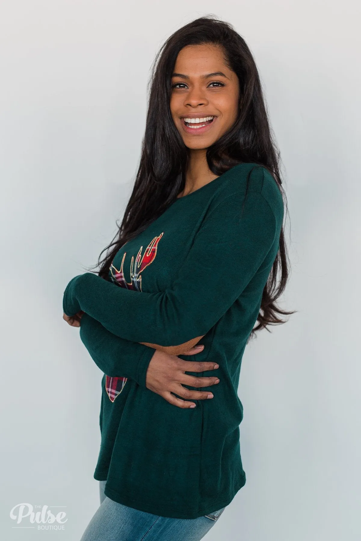 'Tis the Season Deer Print Long Sleeve Top