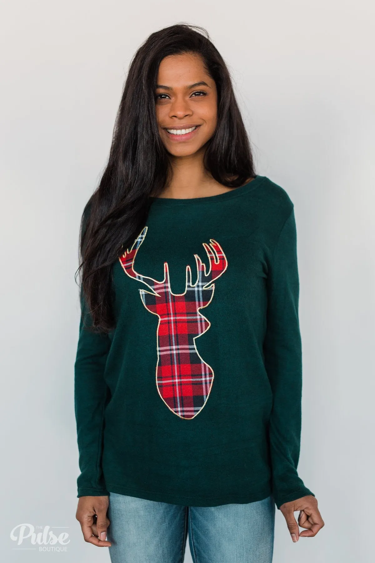 'Tis the Season Deer Print Long Sleeve Top