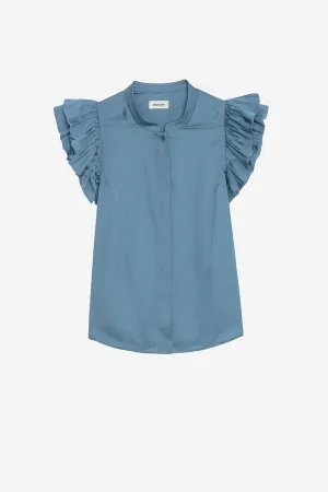 Tiza Satin Ruffle Sleeve