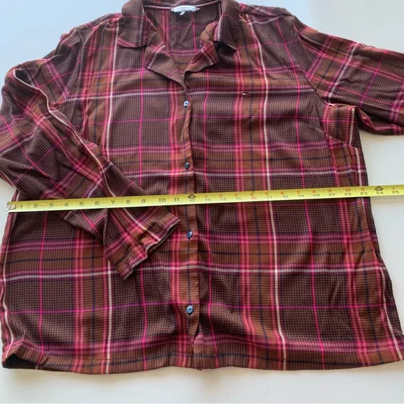 Tommy Hilfiger Original long sleeve flannel plaid pajama set in red Size‎ XL