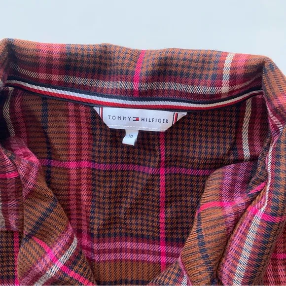 Tommy Hilfiger Original long sleeve flannel plaid pajama set in red Size‎ XL
