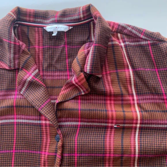 Tommy Hilfiger Original long sleeve flannel plaid pajama set in red Size‎ XL