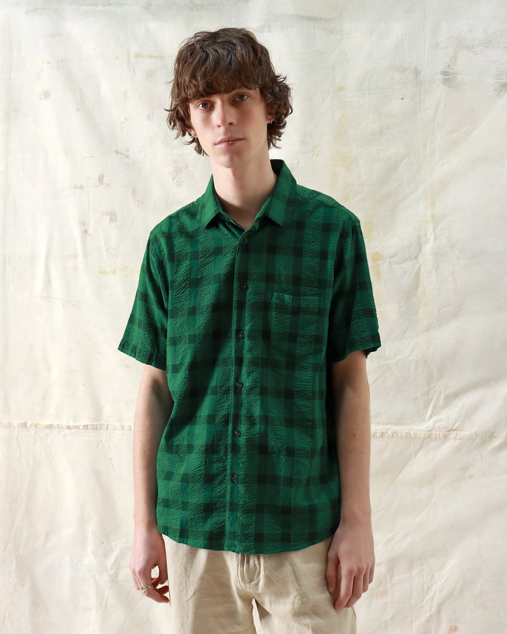 Tonal Check Shirt - Tropical Green