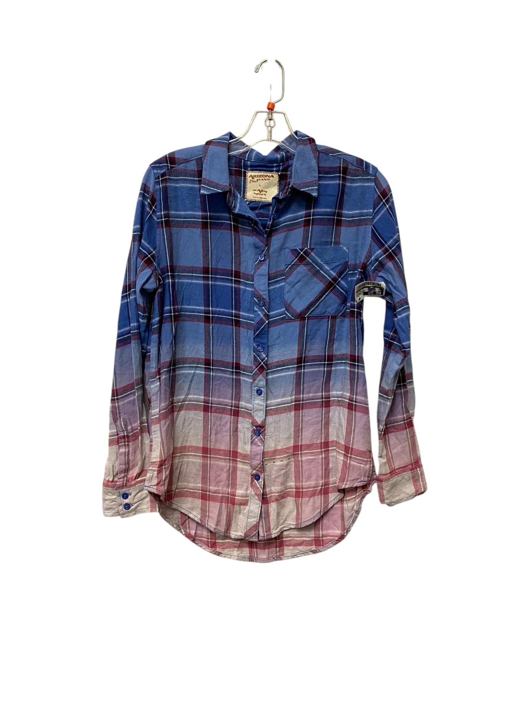 Top Long Sleeve By Arizona In Plaid Pattern, Size: S