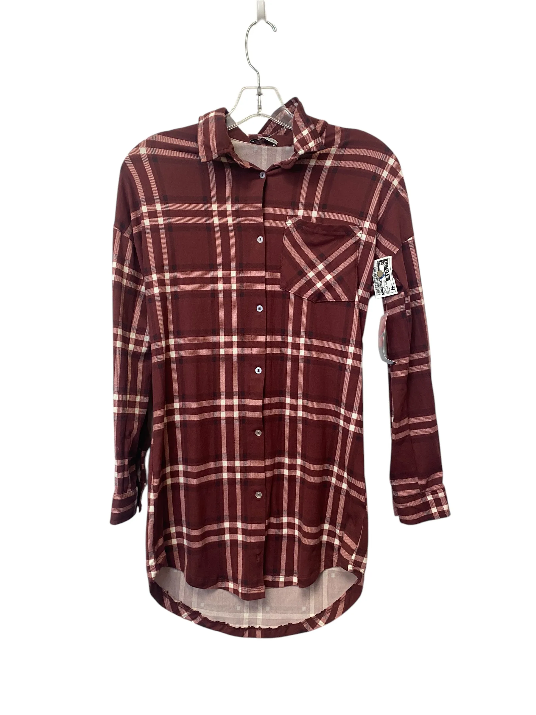 Top Long Sleeve By Clothes Mentor In Plaid Pattern, Size: L