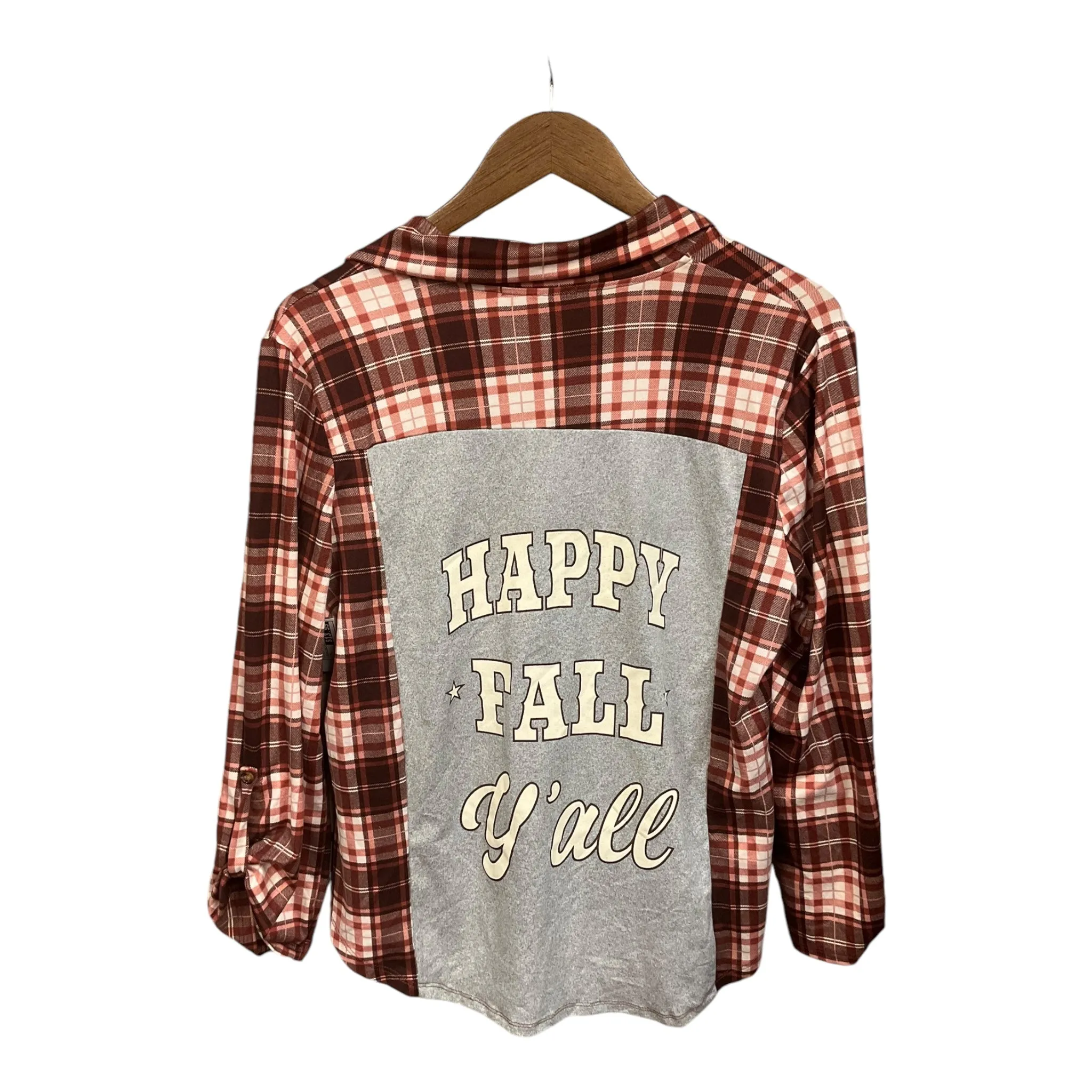 Top Long Sleeve By Cmb In Plaid Pattern, Size: L