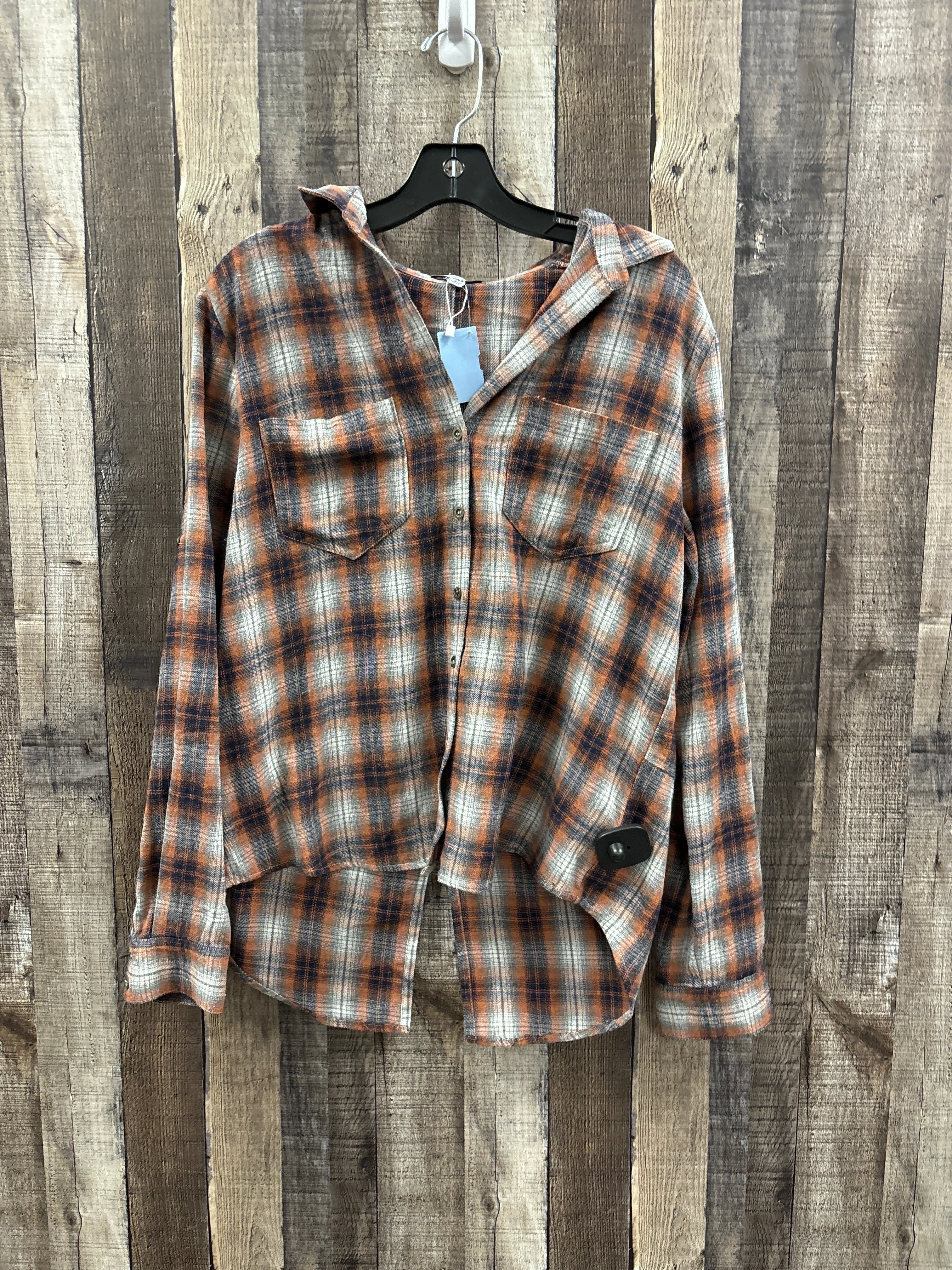 Top Long Sleeve By Fate In Plaid Pattern, Size: L
