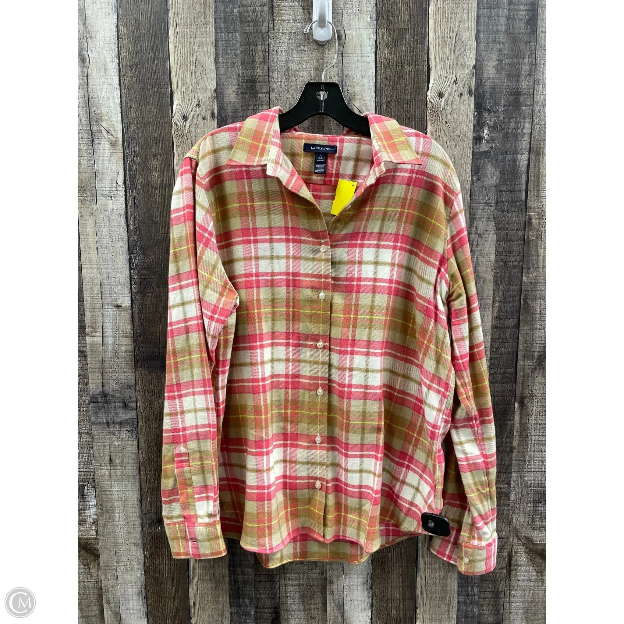 Top Long Sleeve By Lands End In Plaid Pattern, Size: L