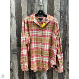 Top Long Sleeve By Lands End In Plaid Pattern, Size: L