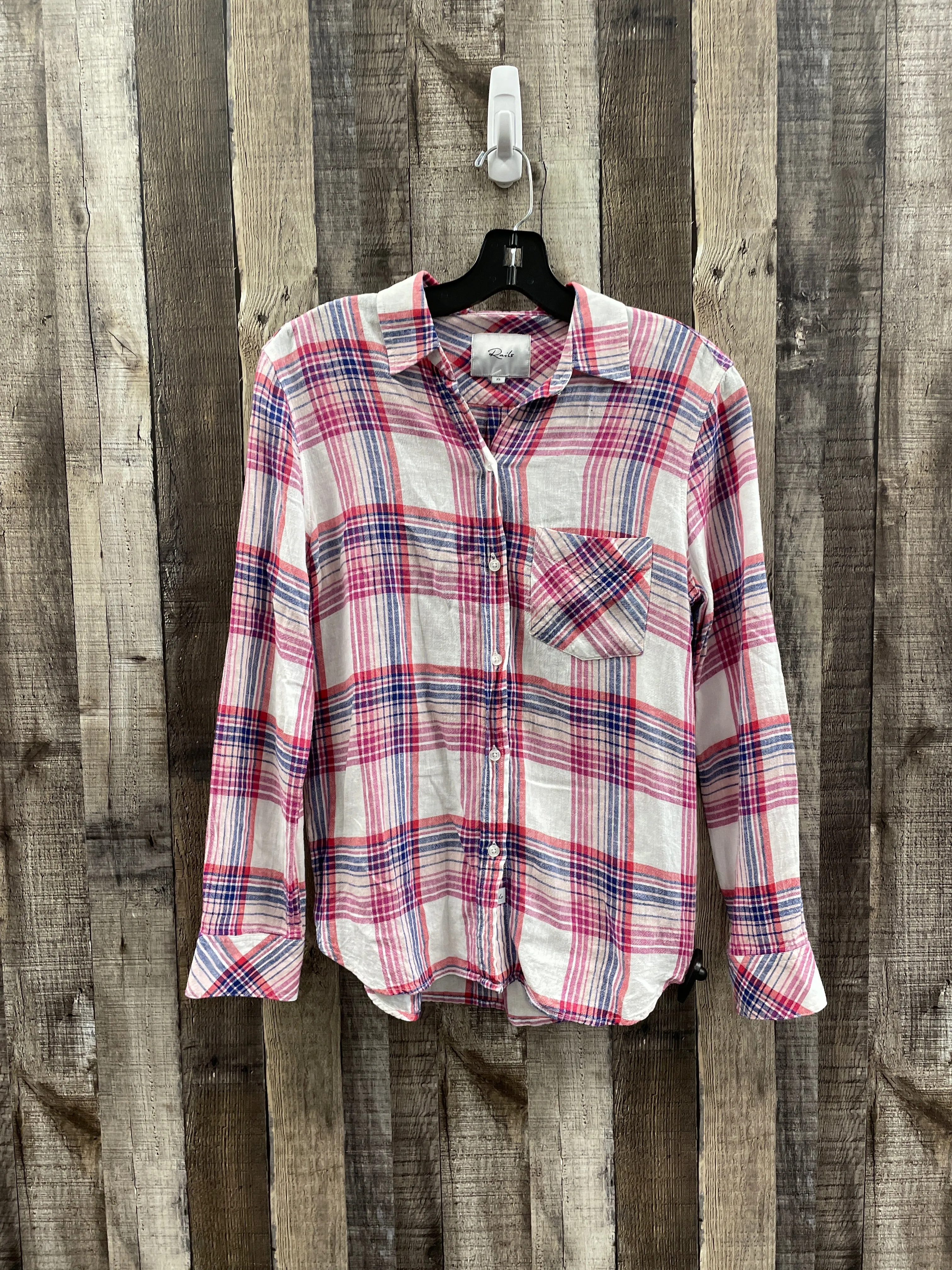 Top Long Sleeve By Rails In Plaid Pattern, Size: Xs