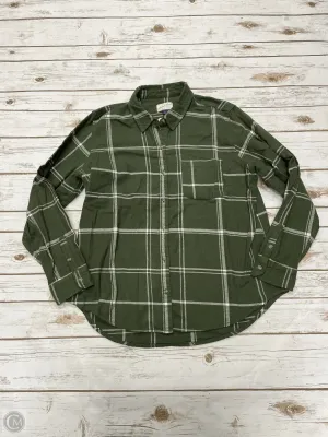 Top Long Sleeve By Universal Thread In Plaid Pattern, Size: L