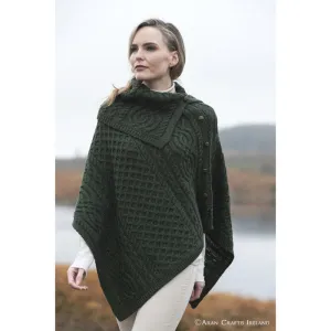 Traditional Buttoned Cowl Neck Ladies Poncho