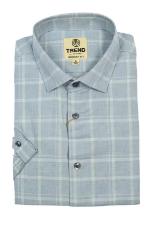 Trend by FX Fusion Tan Melange Plaid Short Sleeve Modern Fit Sport Shirt