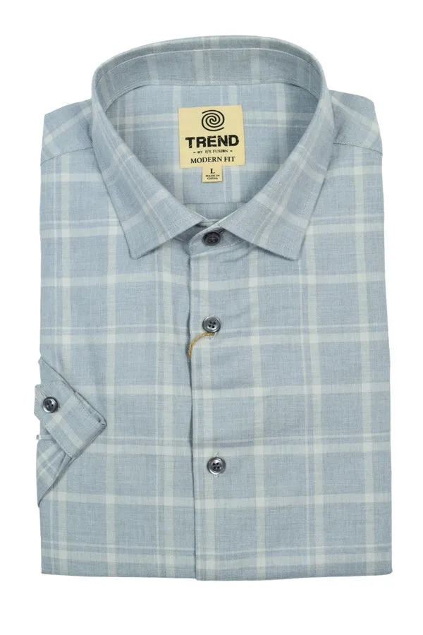Trend by FX Fusion Tan Melange Plaid Short Sleeve Modern Fit Sport Shirt